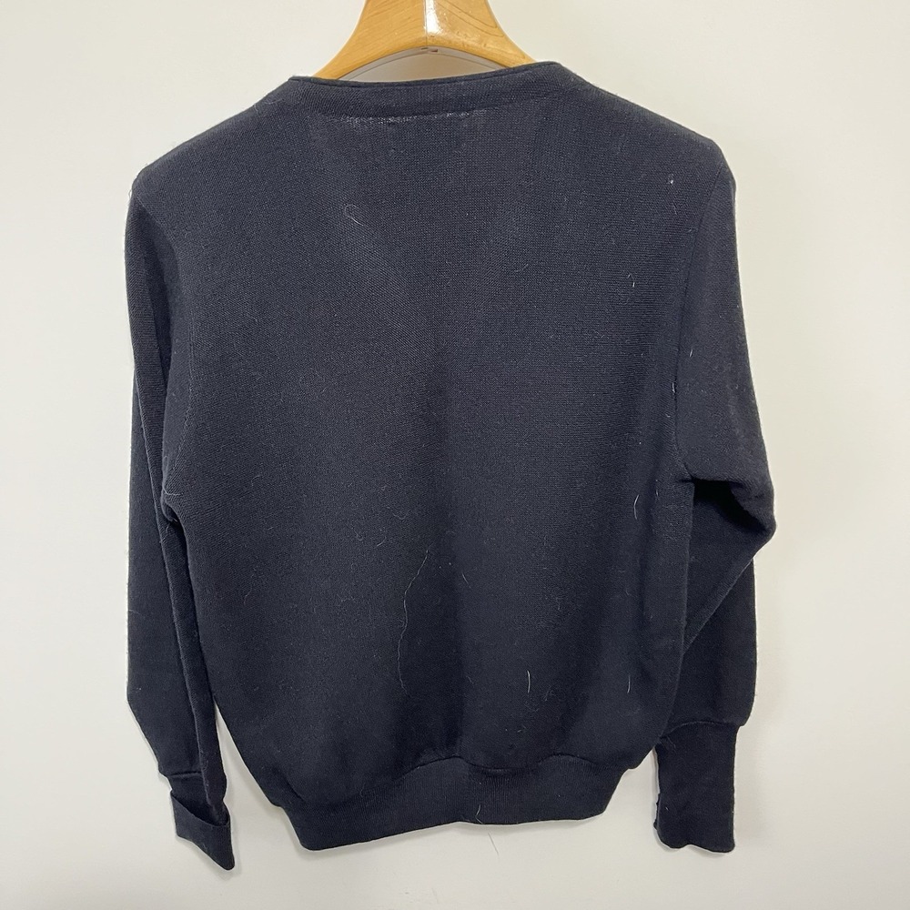 Vintage Izod Sweater Cardigan Mens Medium Black Acrylic Ivy Collegiate Academia - Picture 4 of 5